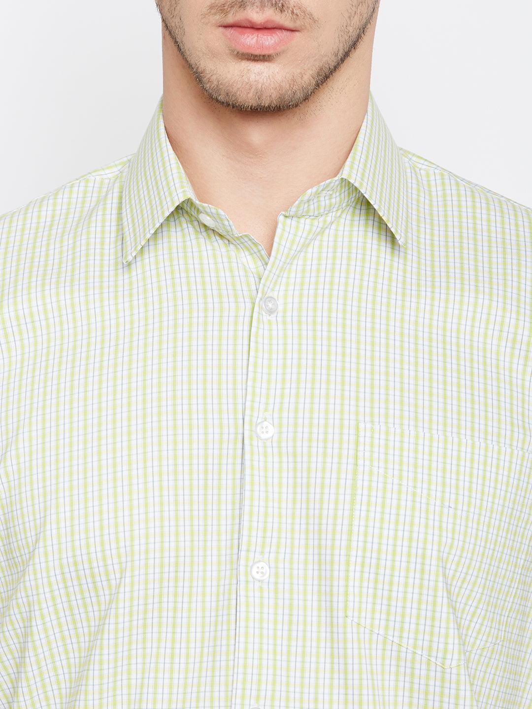 Men Green Checked Pure Cotton Regular Fit Formal Shirt