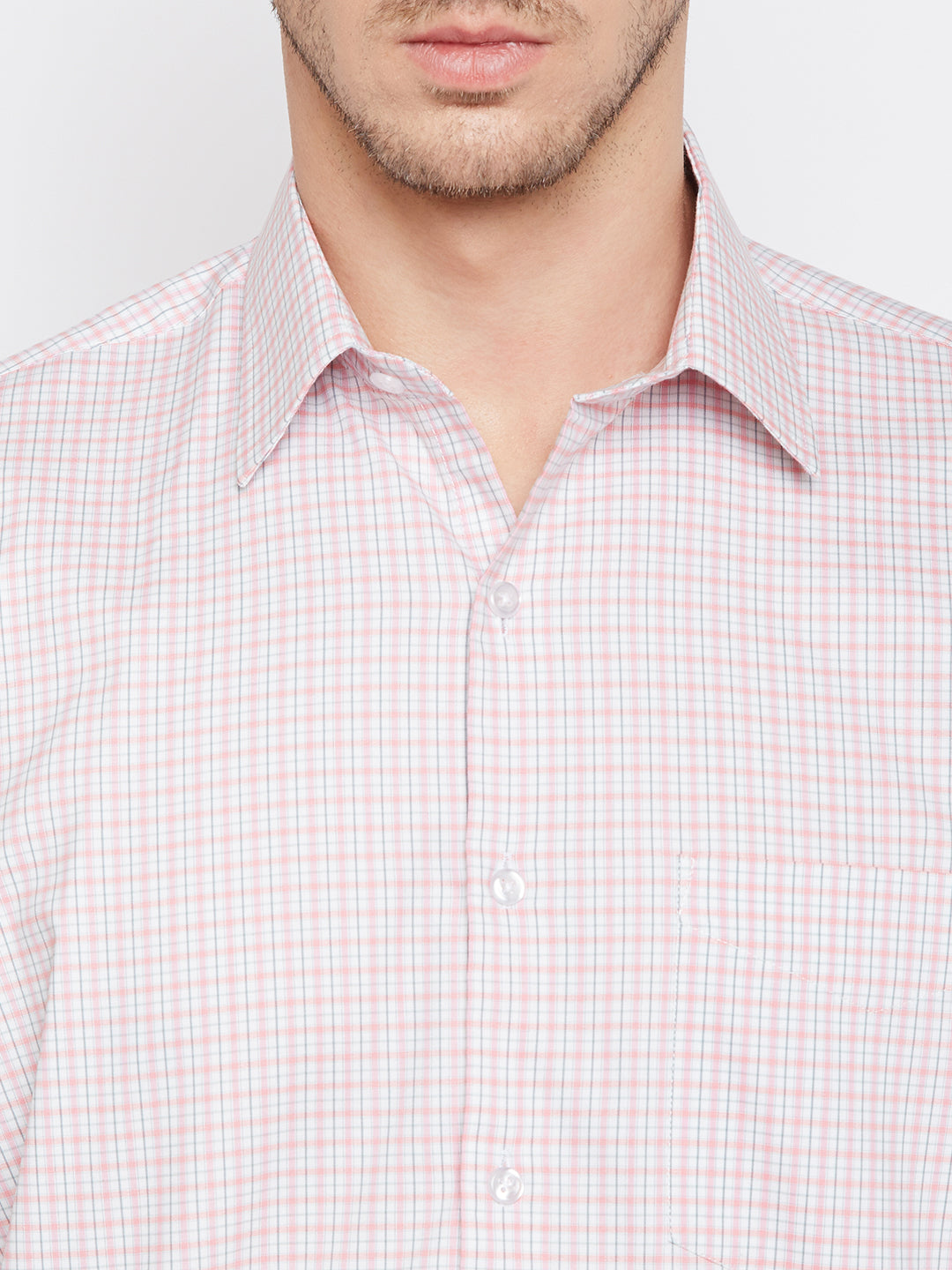 Men Pink Checked Pure Cotton Regular Fit Formal Shirt