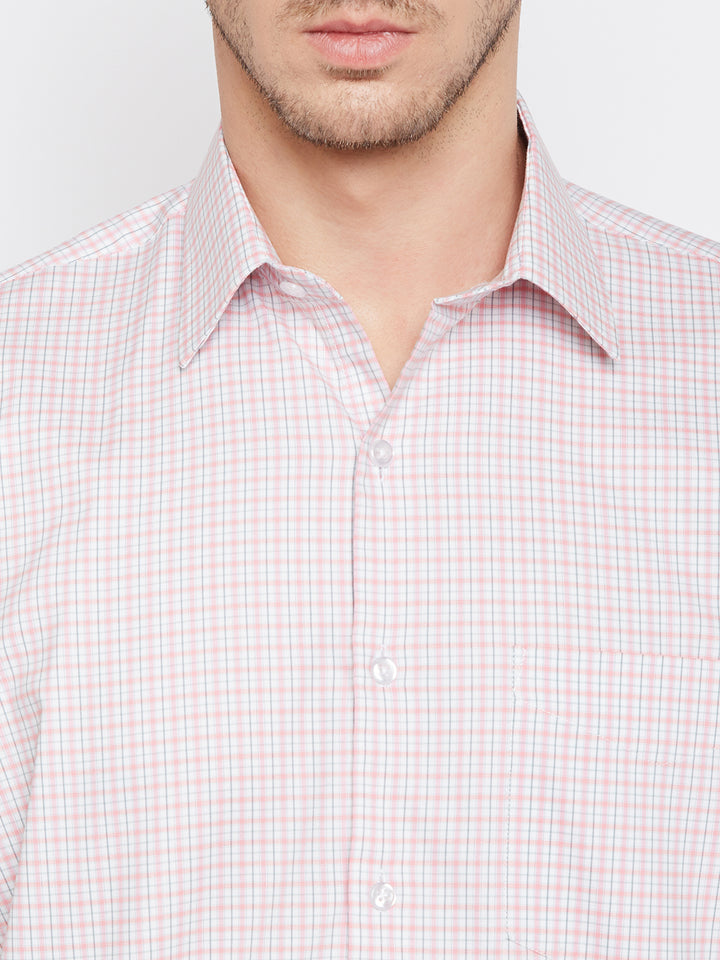 Men Pink Checked Pure Cotton Regular Fit Formal Shirt