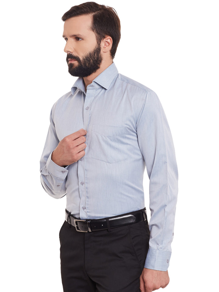 Men Grey Solid Slim Fit Formal Shirt