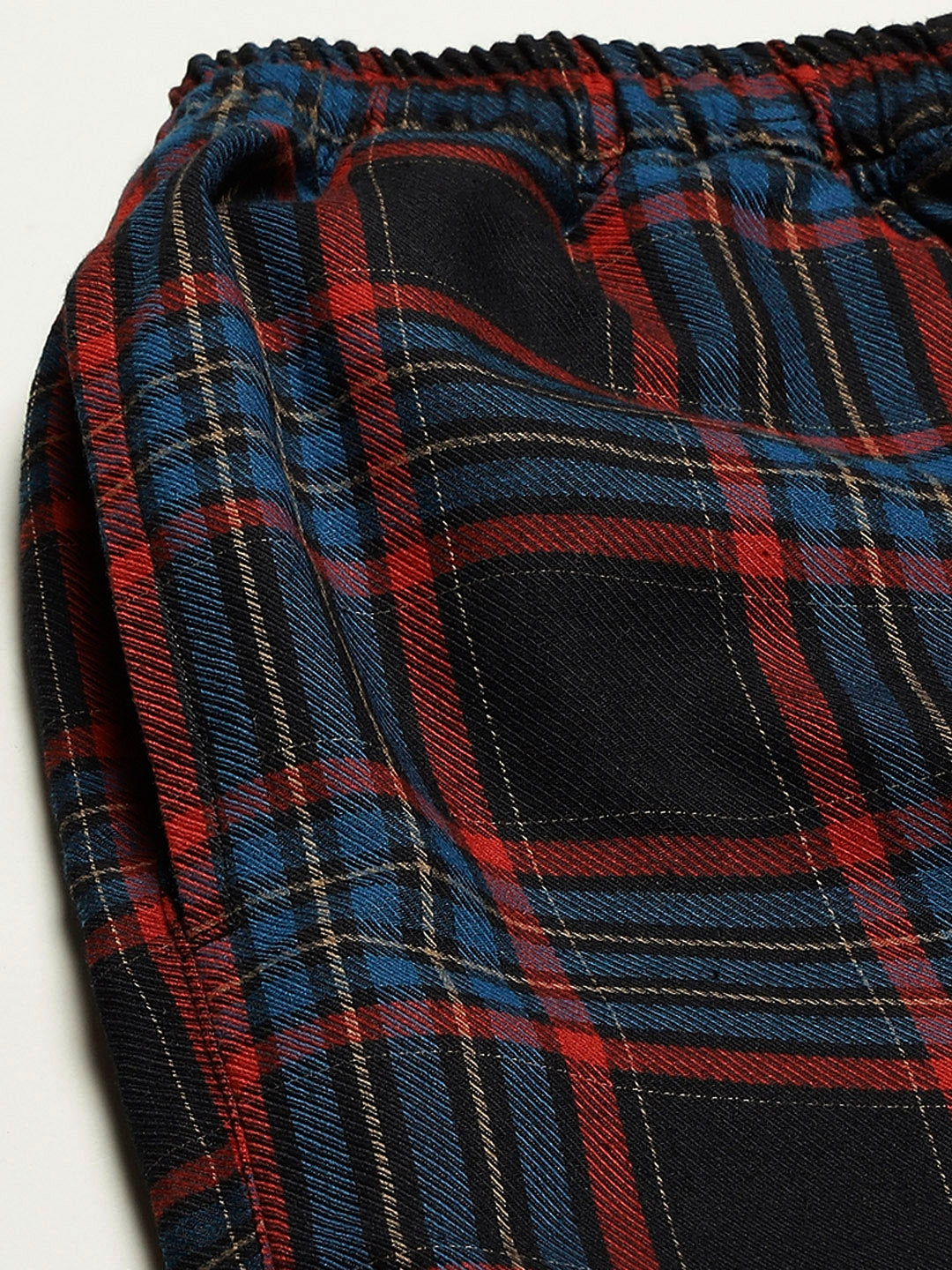 Men Black-Blue Checks Pure Cotton Relaxed Fit Casual Lounge Pant