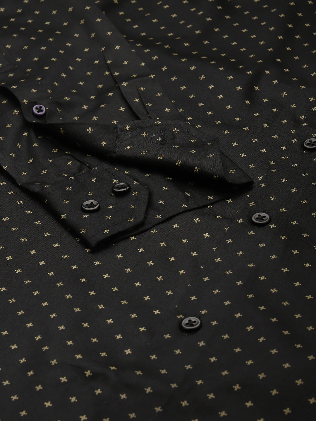 Men Black Prints Pure Cotton Slim Fit Formal Shirt