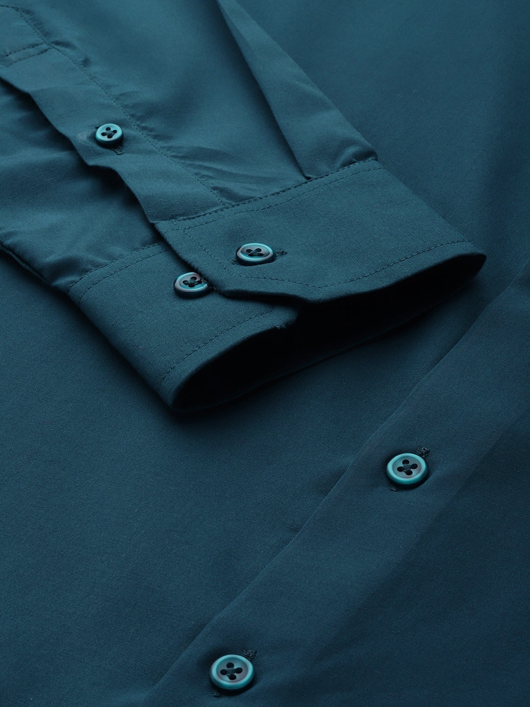 Men Cyan Solids Slim Fit Formal Shirt