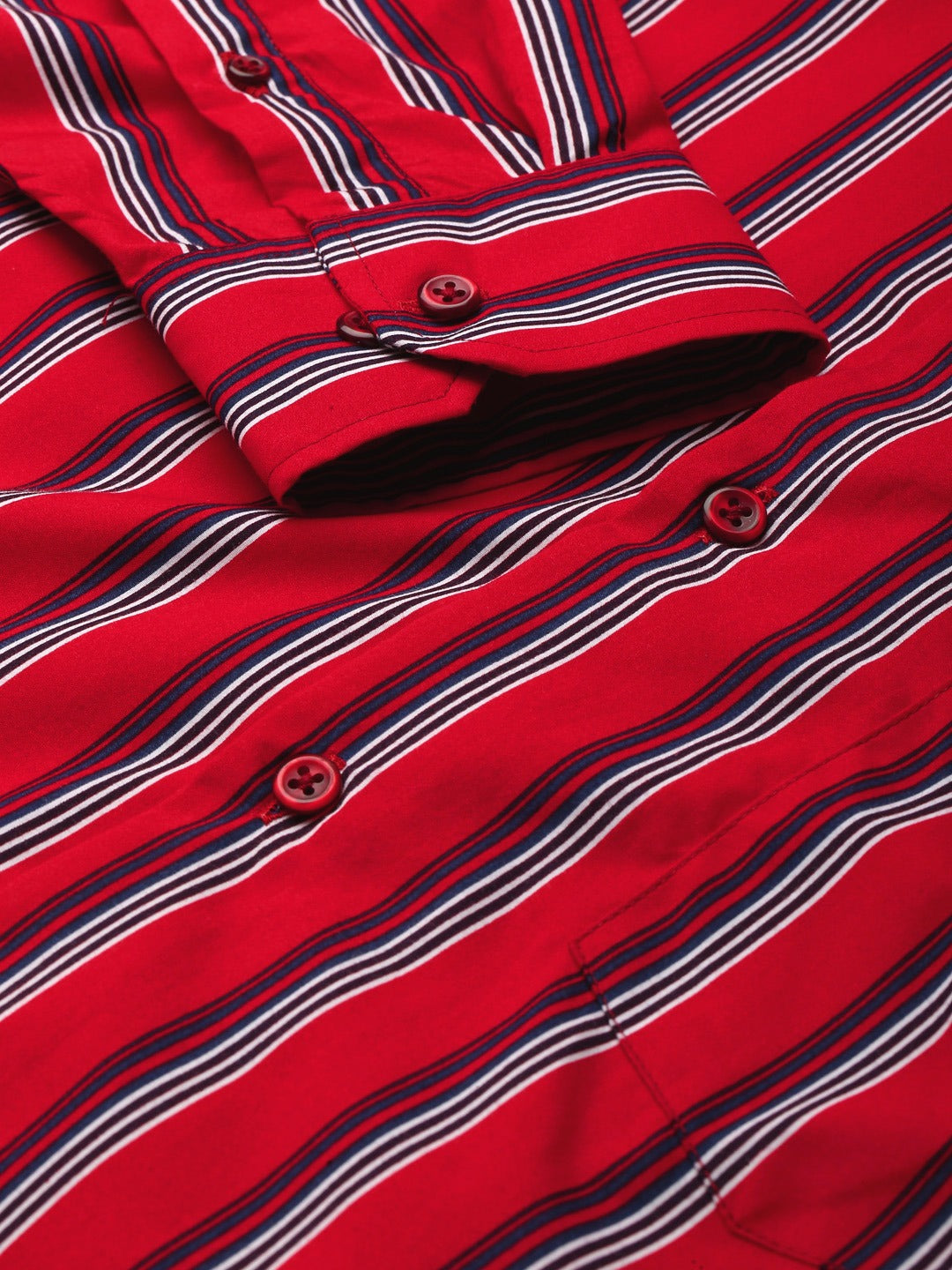 Men Red Stripes Pure Cotton Slim Fit Formal Shirt