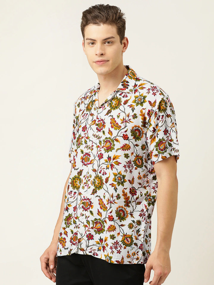 Men Green Printed Pure Cotton Relaxed Fit Casual Resort Shirt
