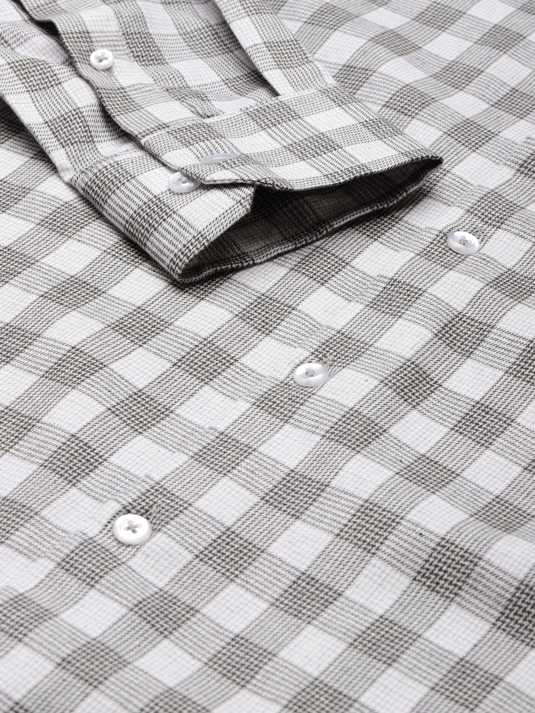 Men Grey Checked Pure Cotton Slim Fit Formal Shirt