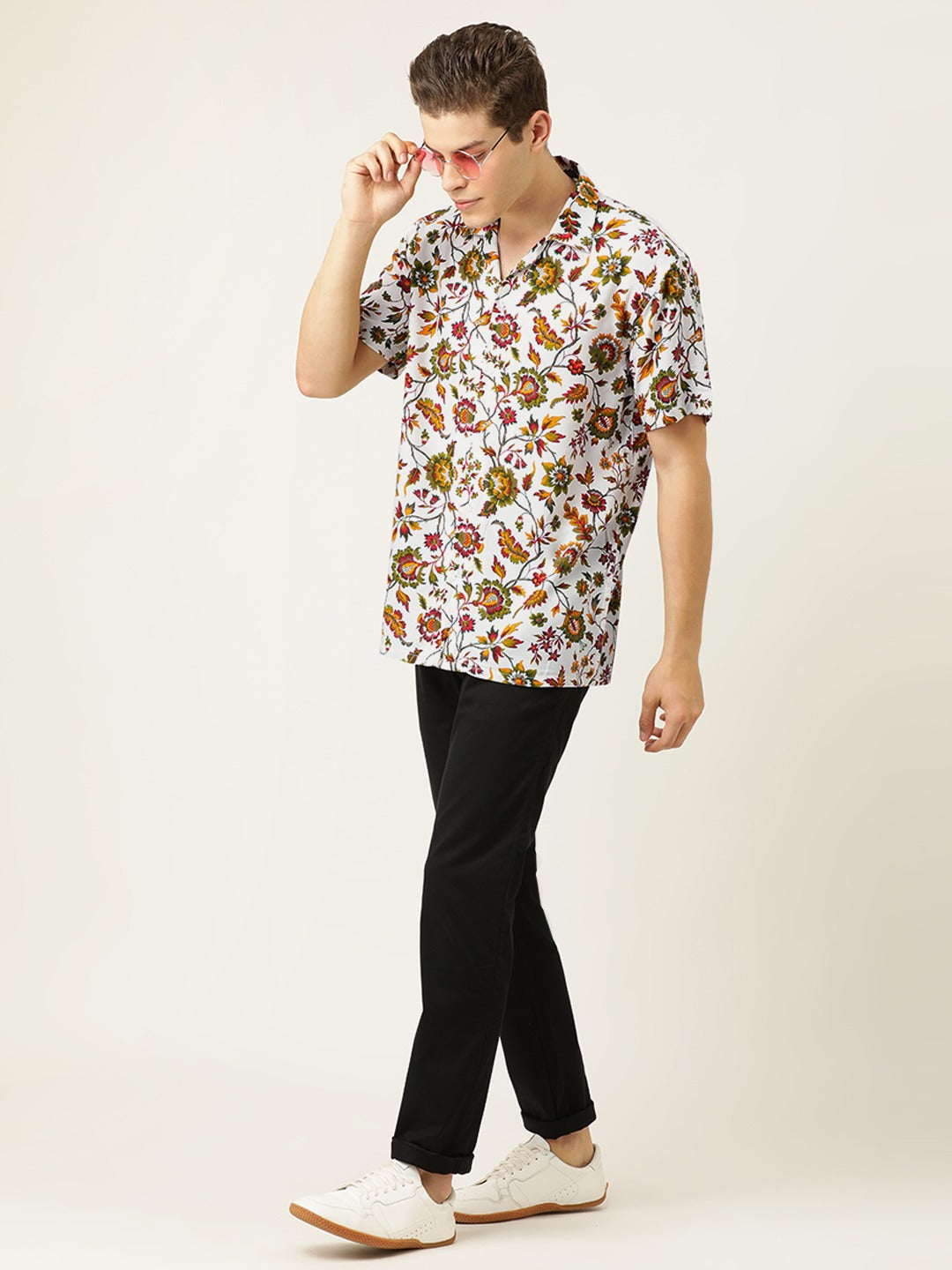 Men Green Printed Pure Cotton Relaxed Fit Casual Resort Shirt