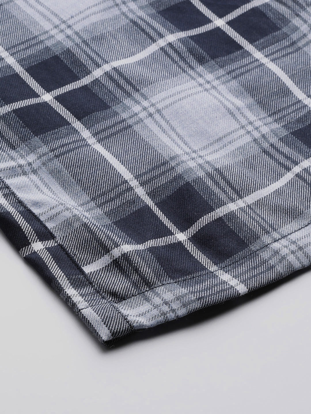 Men Blue Checked Cotton Relaxed Fit Casual Lounge Pant