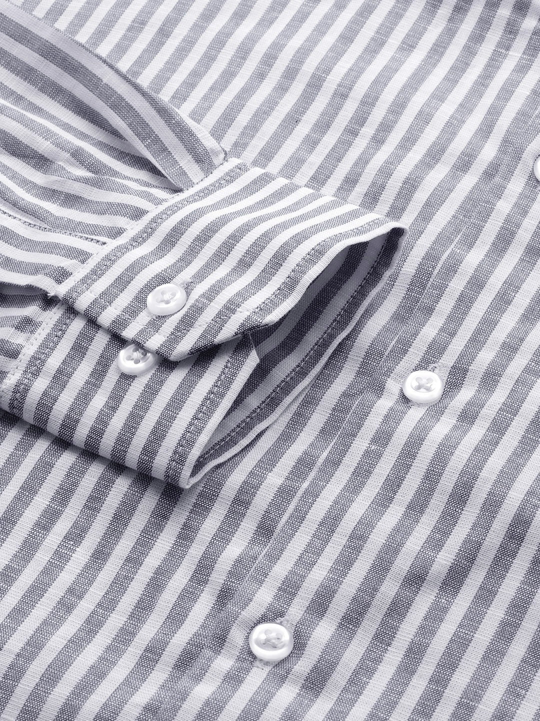 Men Blue & White Stripes Pure Cotton Slim Fit Formal Shirt