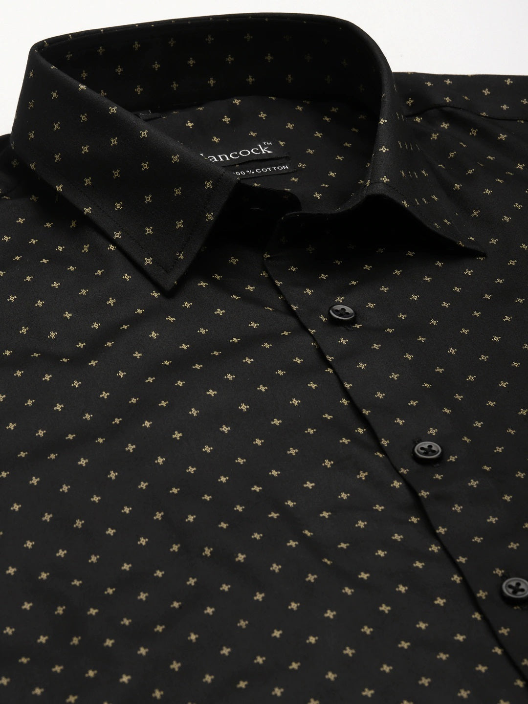 Men Black Prints Pure Cotton Slim Fit Formal Shirt