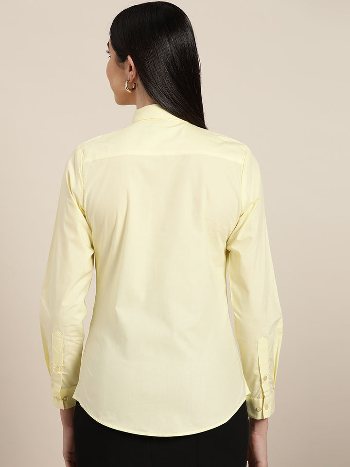 Women Lemon Solids Pure Cotton Slim Fit Formal Shirt