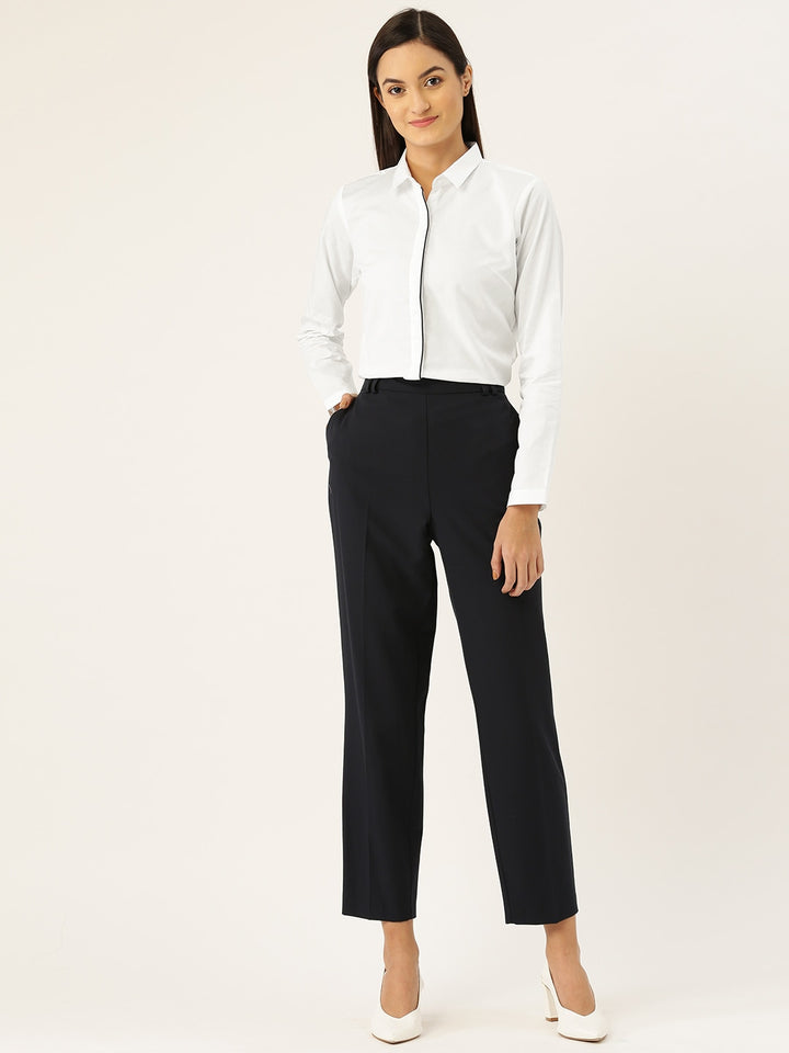 Women White Solids Pure Cotton Slim Fit Formal Shirt