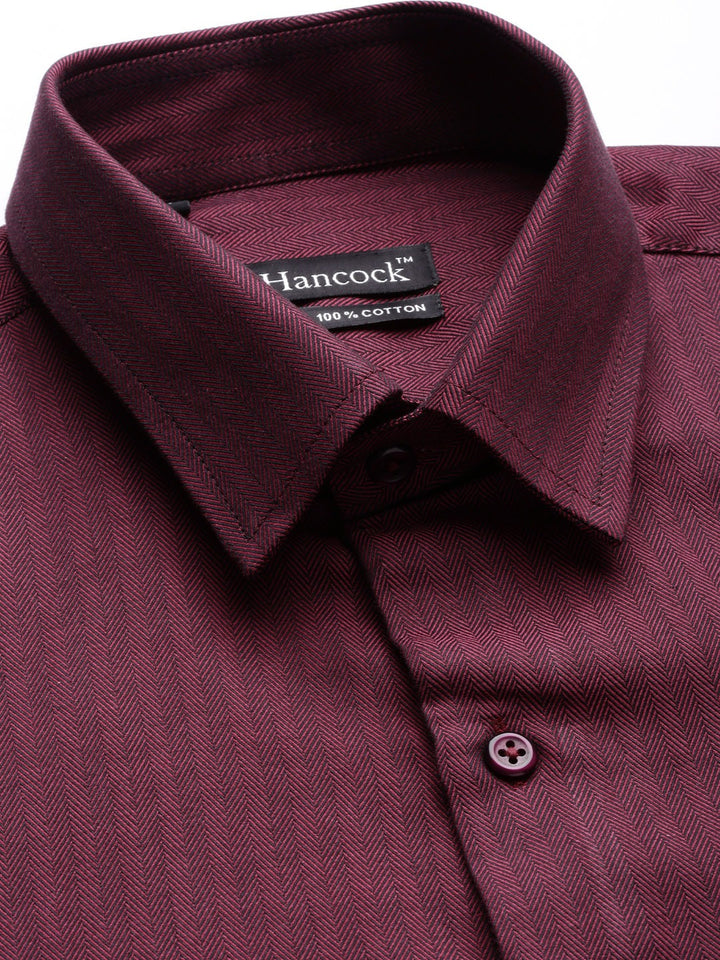 Men Maroon Solids Pure Cotton Slim Fit Formal Shirt