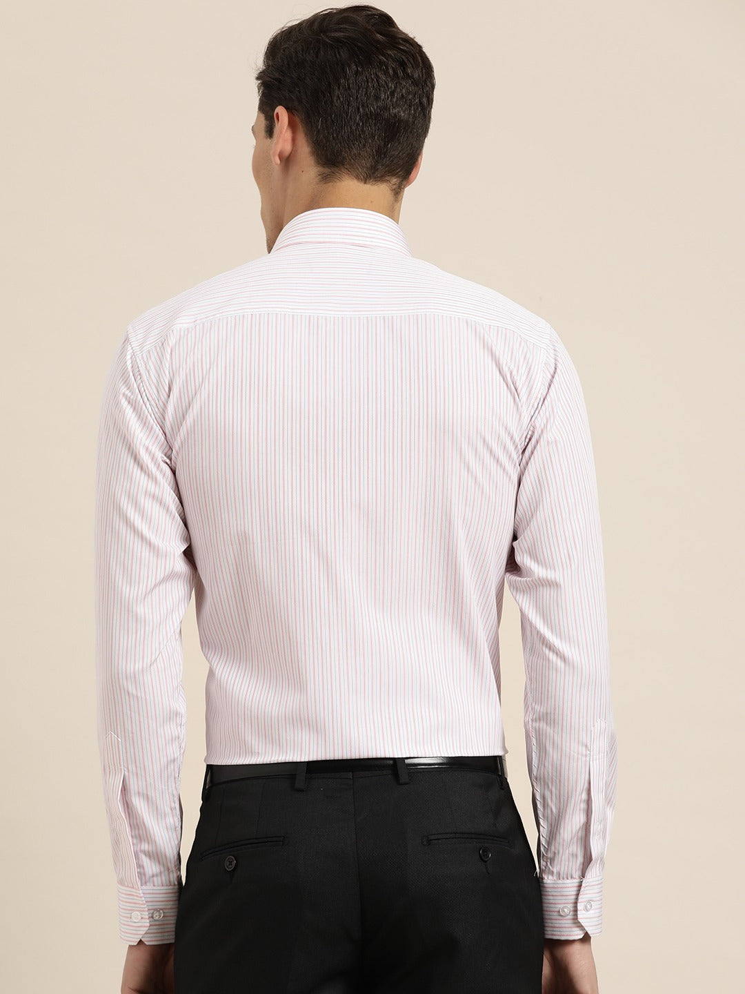 Men White Stripes Pure Cotton Slim Fit Formal Shirt