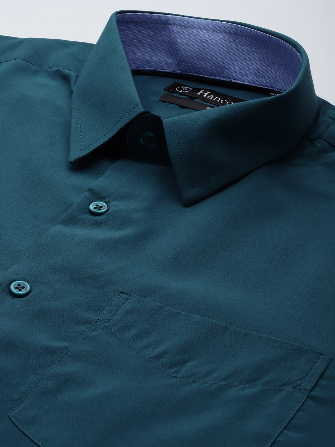 Men Cyan Solids Slim Fit Formal Shirt