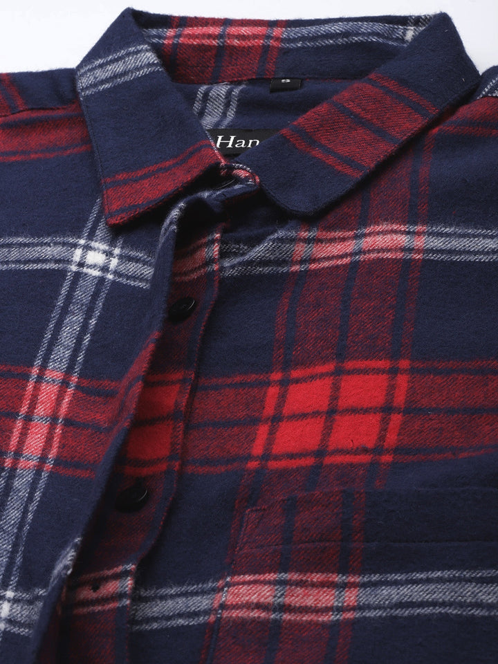 Women Navy & Red Checks Pure Cotton Regular Fit Casual Dress
