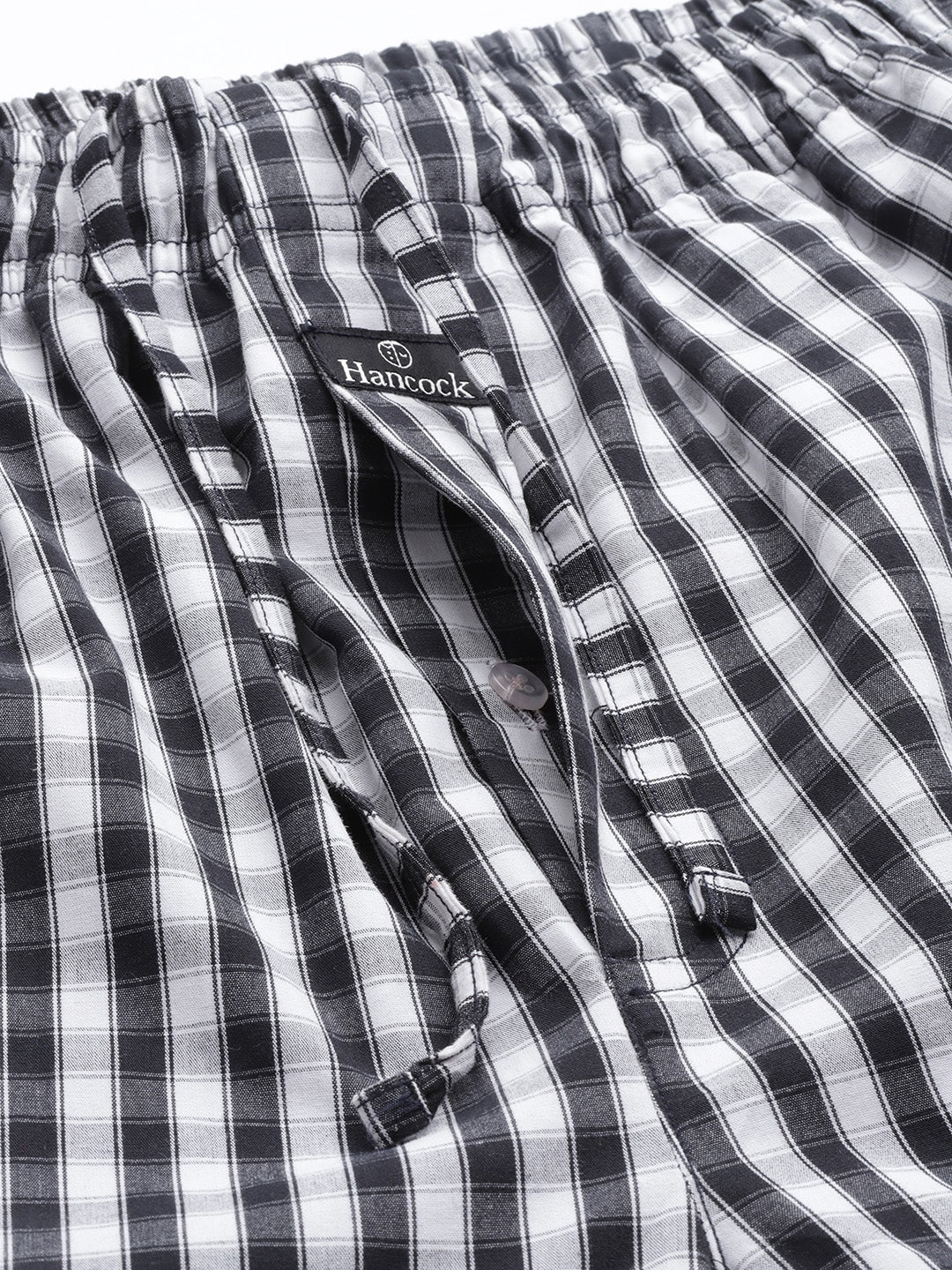 Men Black & White Checks Pure Cotton Relaxed Fit Casual Lounge Pant