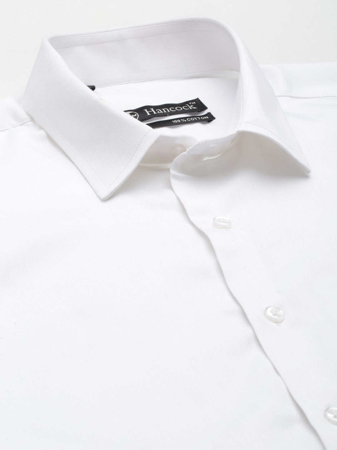 Men White Solid Single Pocket with Flap Pure Cotton Slim Fit Formal Shirt