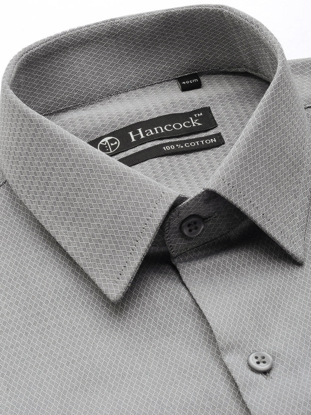 Men Grey Solids Pure Cotton Slim Fit Formal Shirt