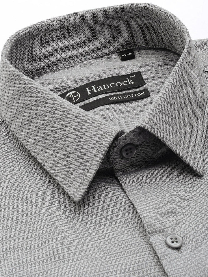 Men Grey Solids Pure Cotton Slim Fit Formal Shirt