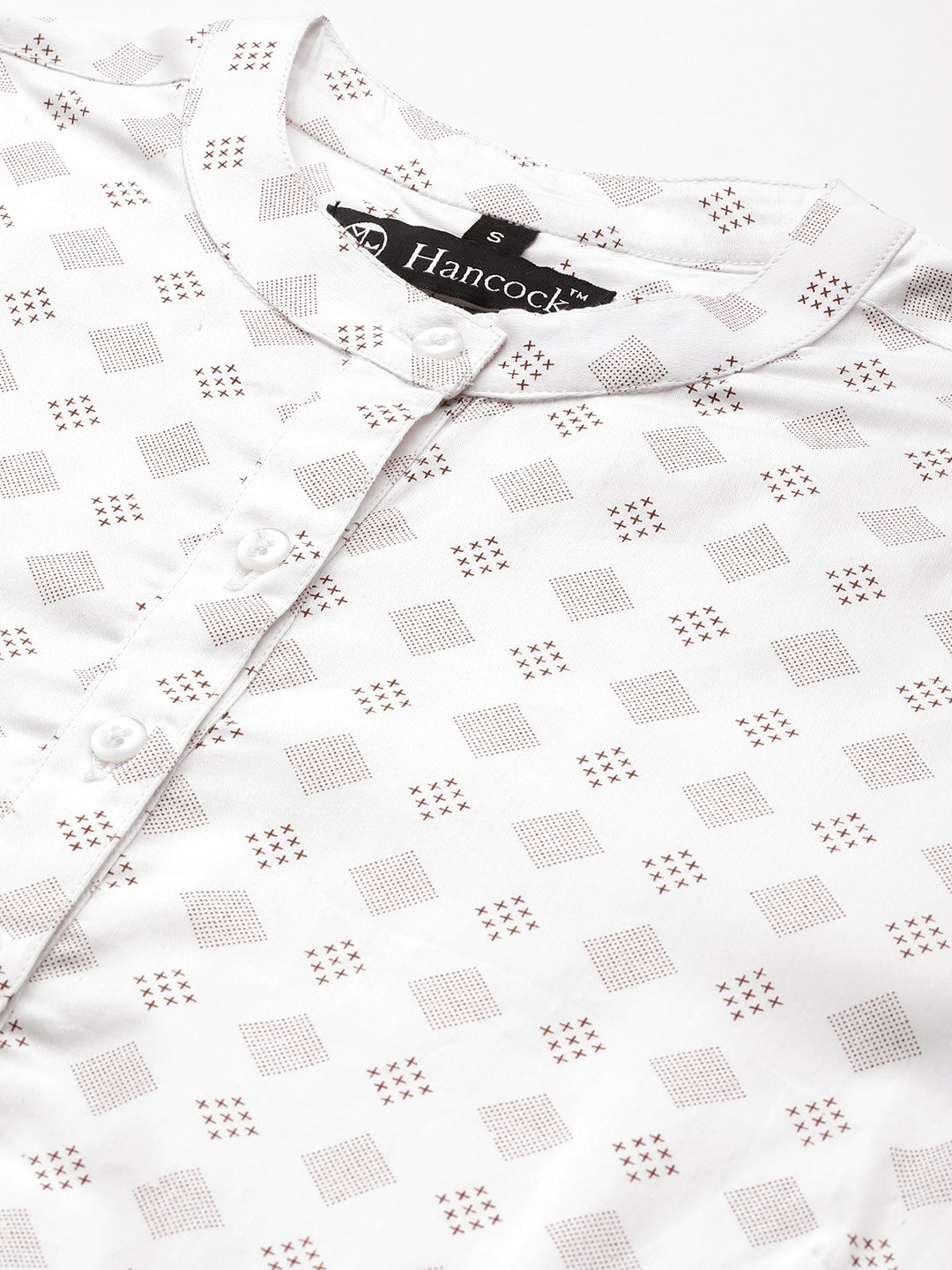Women White & Red Printed Pure Cotton Slim Fit Formal Top