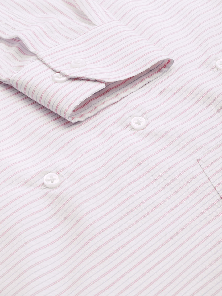 Men White Stripes Pure Cotton Slim Fit Formal Shirt