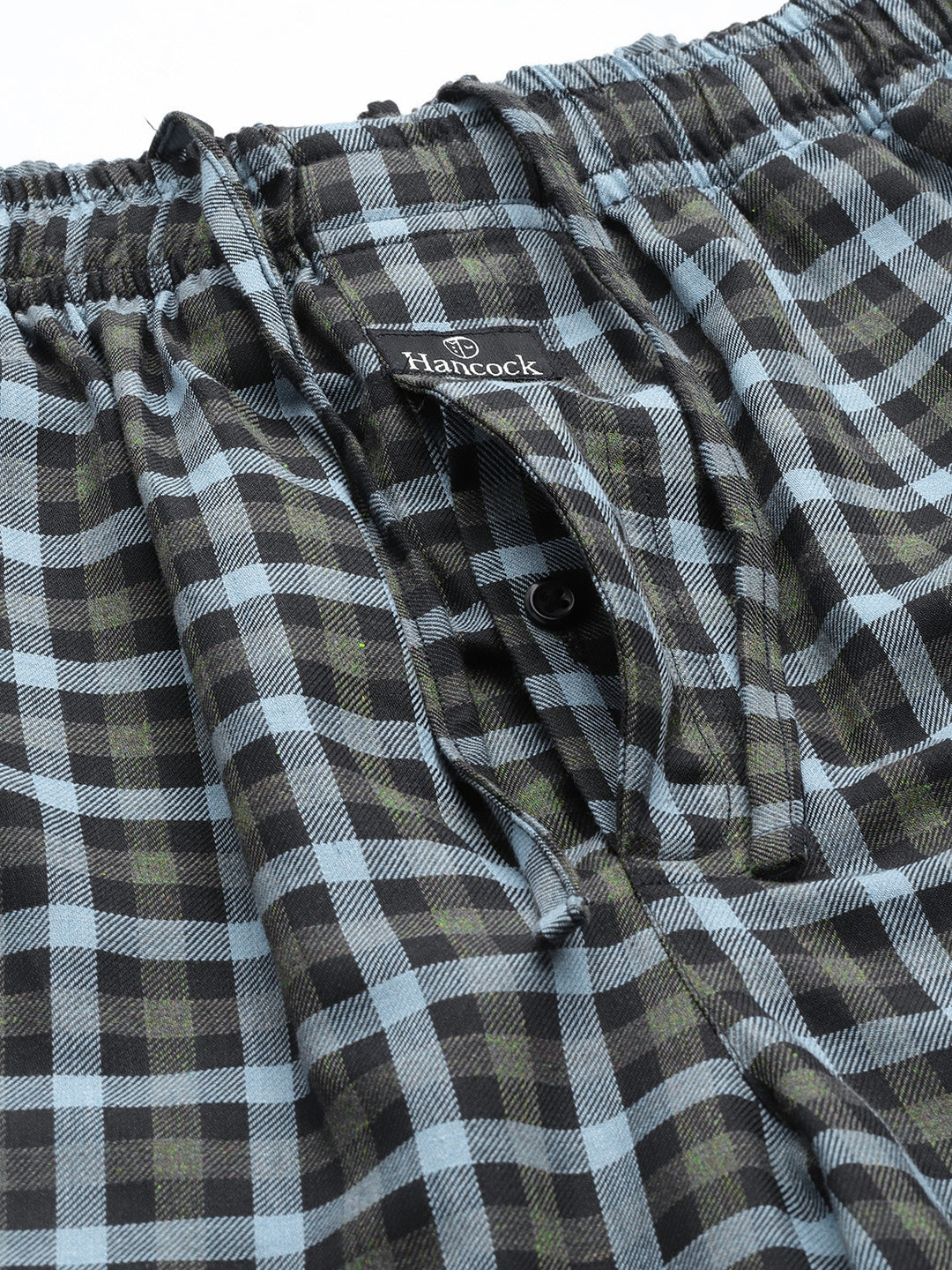 Men Black & grey Checks Pure Cotton Relaxed Fit Casual Lounge Pant