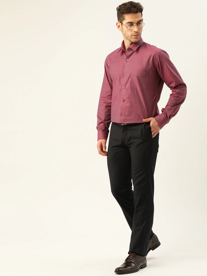 Men Purple Solids Pure Cotton Slim Fit Formal Shirt