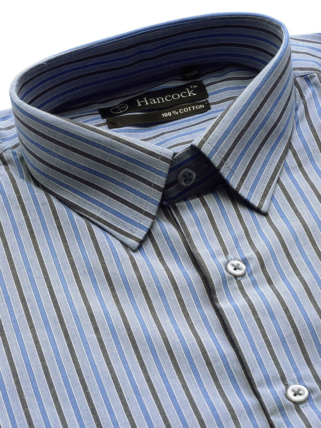 Men Blue Stripes Pure Cotton Slim Fit Formal Shirt