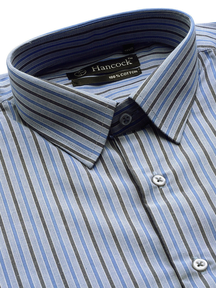 Men Blue Stripes Pure Cotton Slim Fit Formal Shirt