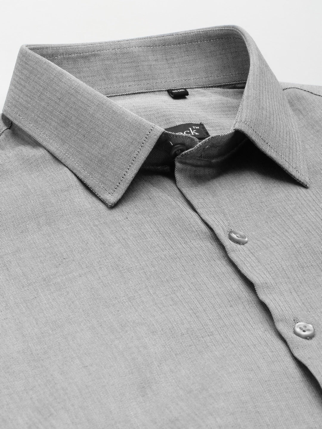 Men Grey Self Design Premium Pure Cotton French Cuff Slim Fit Formal Shirt