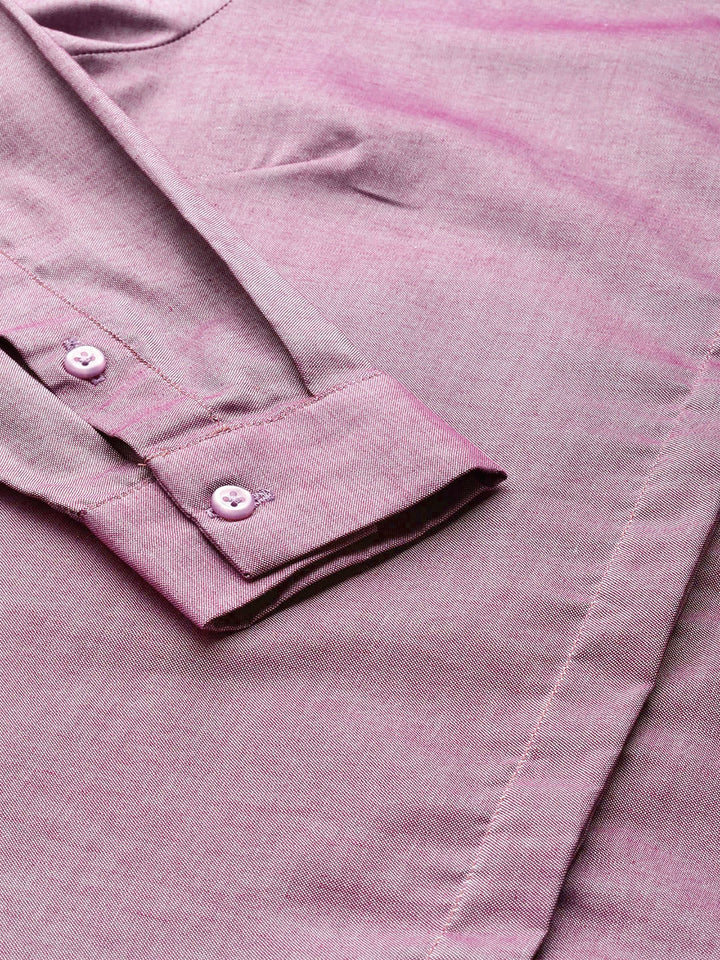 Women Purple Solid Pure Cotton Slim Fit Formal Shirt