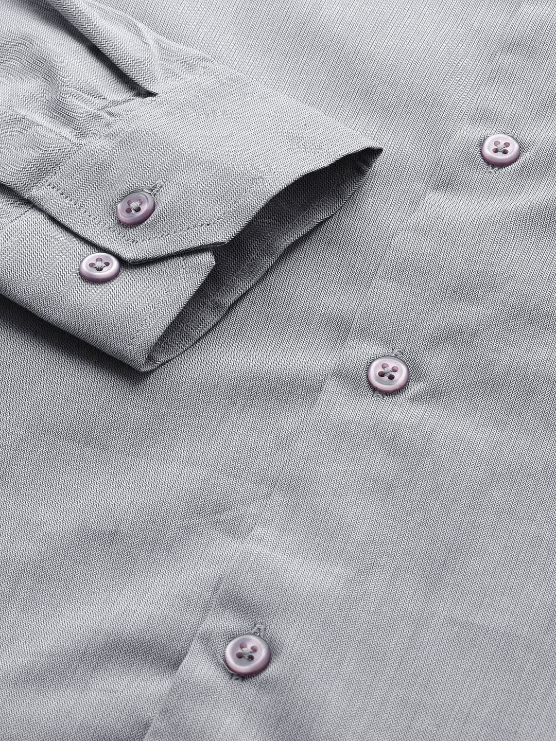 Men Grey Solids Pure Cotton Slim Fit Formal Shirt