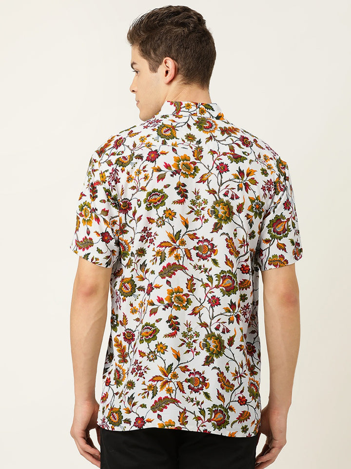Men Green Printed Pure Cotton Relaxed Fit Casual Resort Shirt