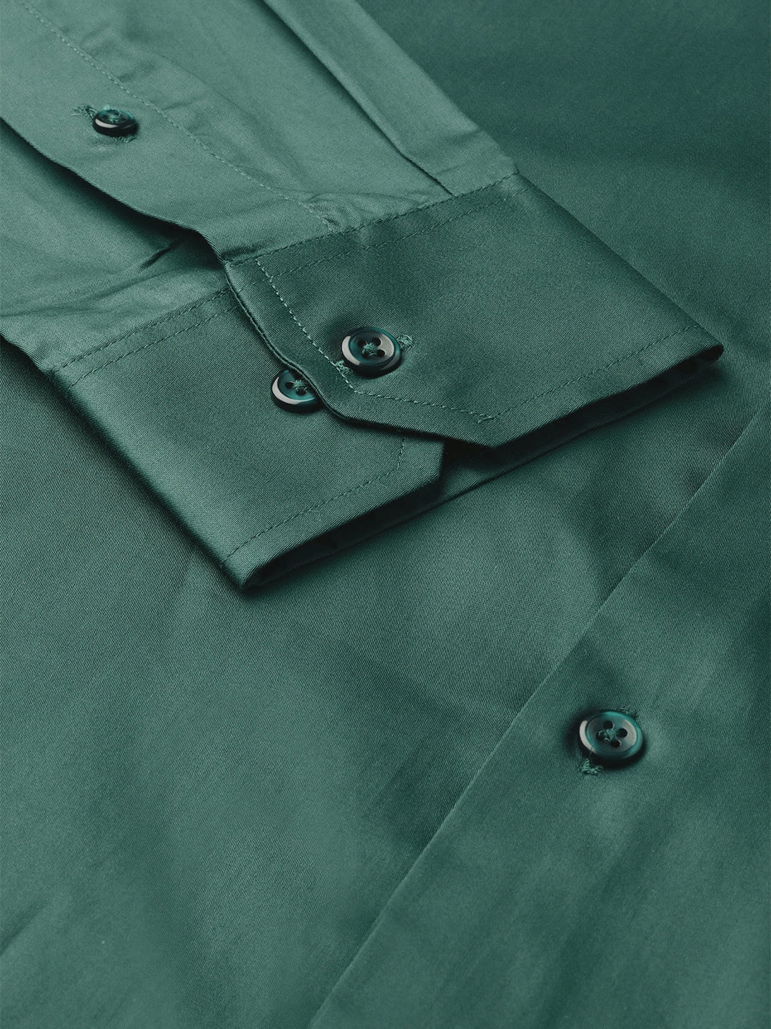 Men Bottle Green Solids Pure Cotton Slim Fit Formal Shirt