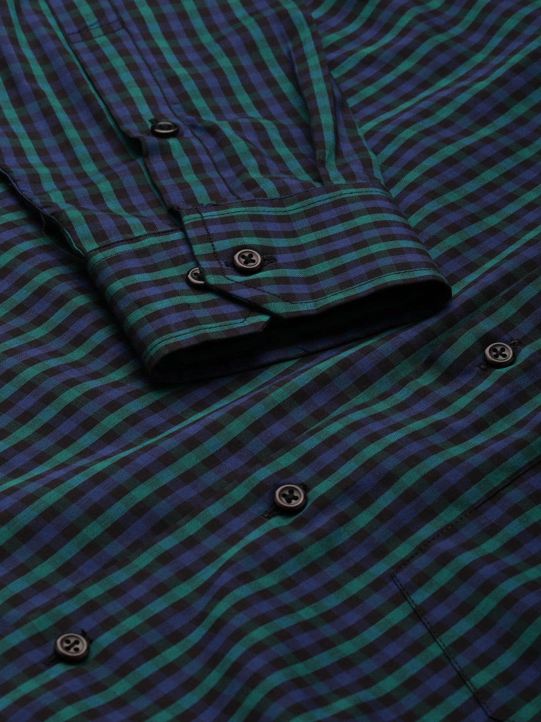 Men Black & Blue Checks Pure Cotton Slim Fit Formal Shirt