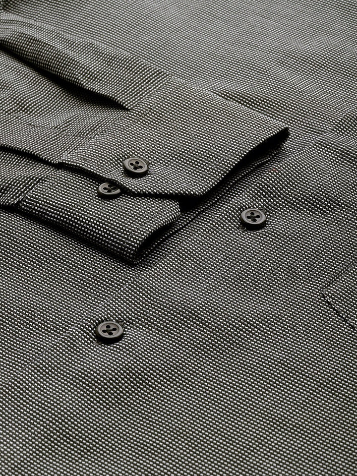 Men Black Solid Pure Cotton Slim Fit Formal Shirt
