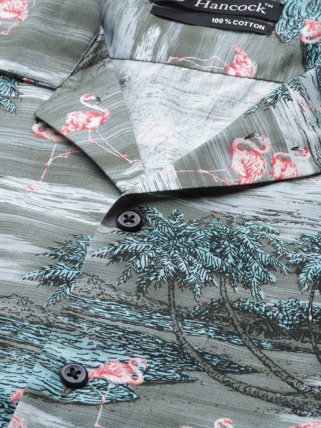 Men Green Printed Pure Cotton Relaxed Fit Casual Resort Shirt