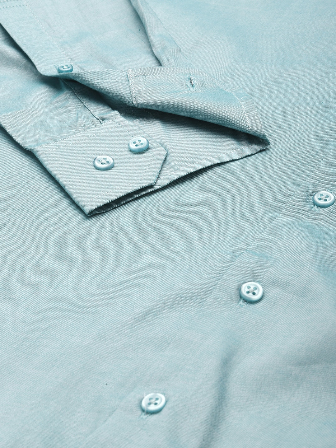 Men Green Solid Pure Cotton Slim Fit Formal Shirt