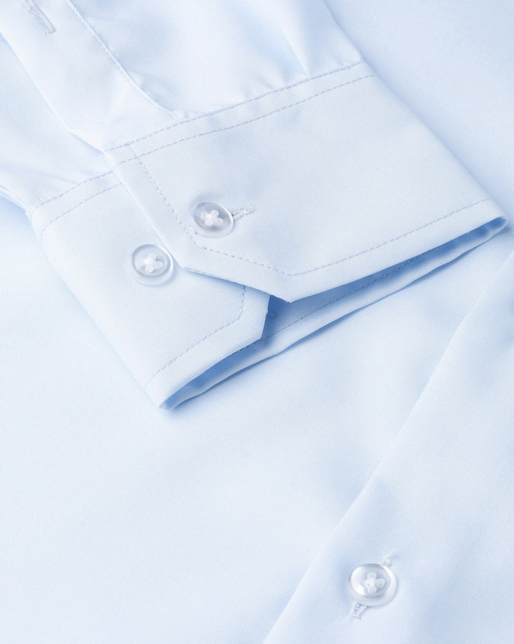 Men Sky Blue Cotton Solid Slim Fit Formal Shirt
