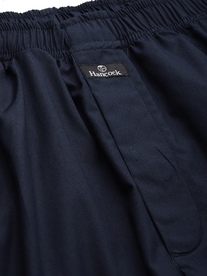 Men Navy Solids Pure Cotton Regular Fit Night Wear Night Suit