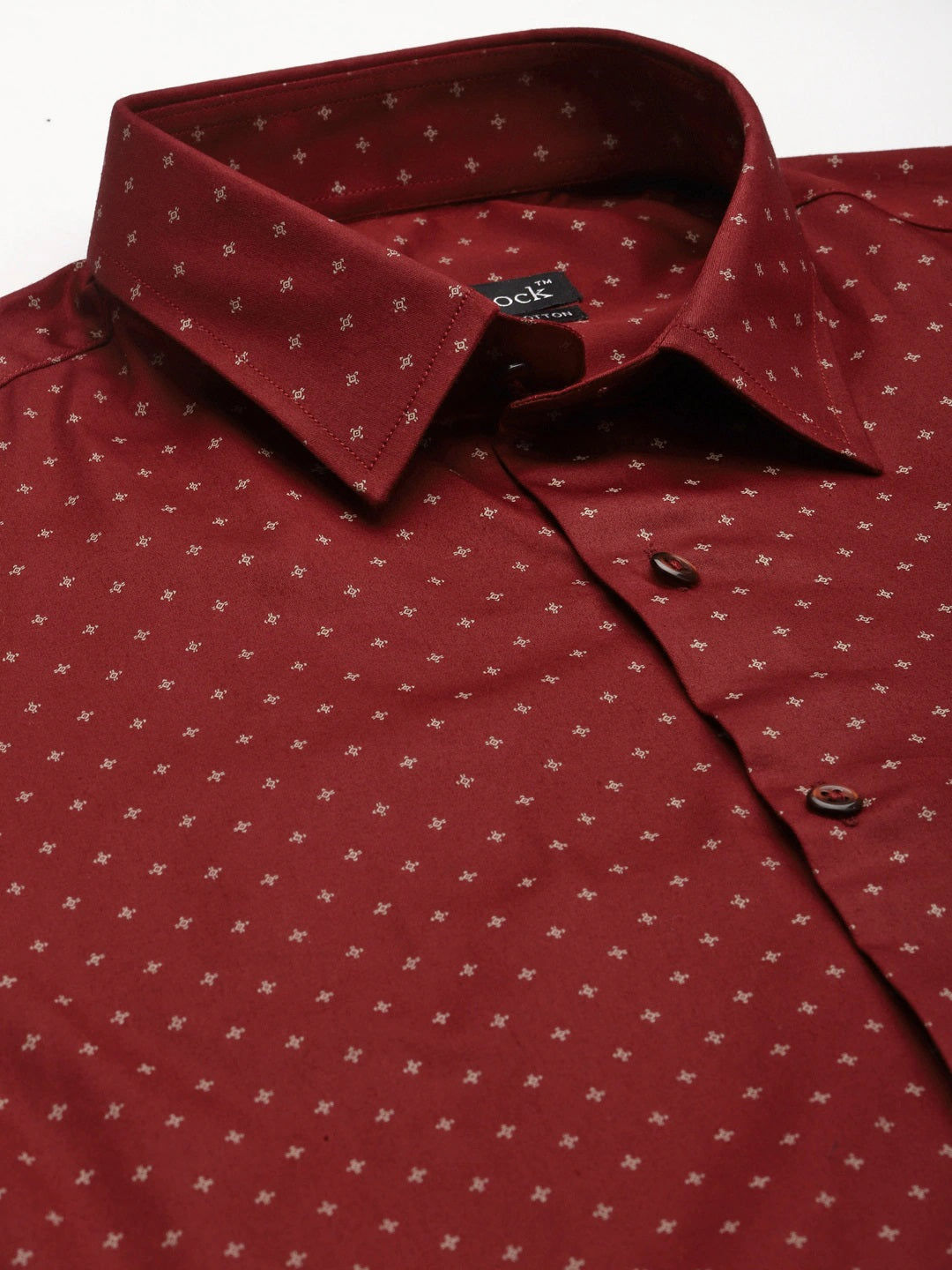 Men Maroon Prints Pure Cotton Slim Fit Formal Shirt