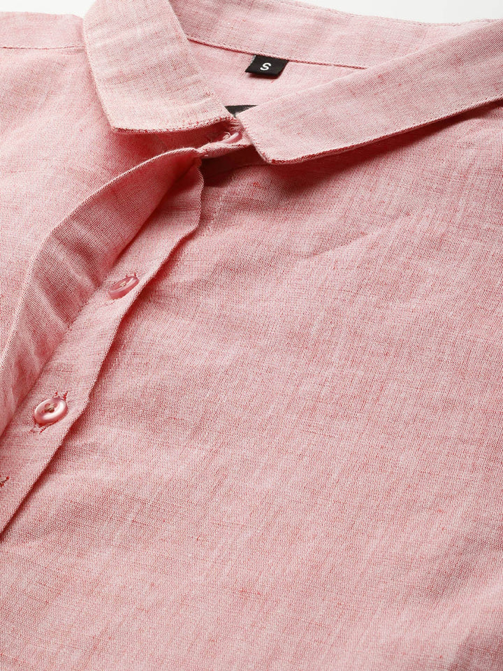 Women Coral Solids Pure Cotton Slim Fit Formal Shirt