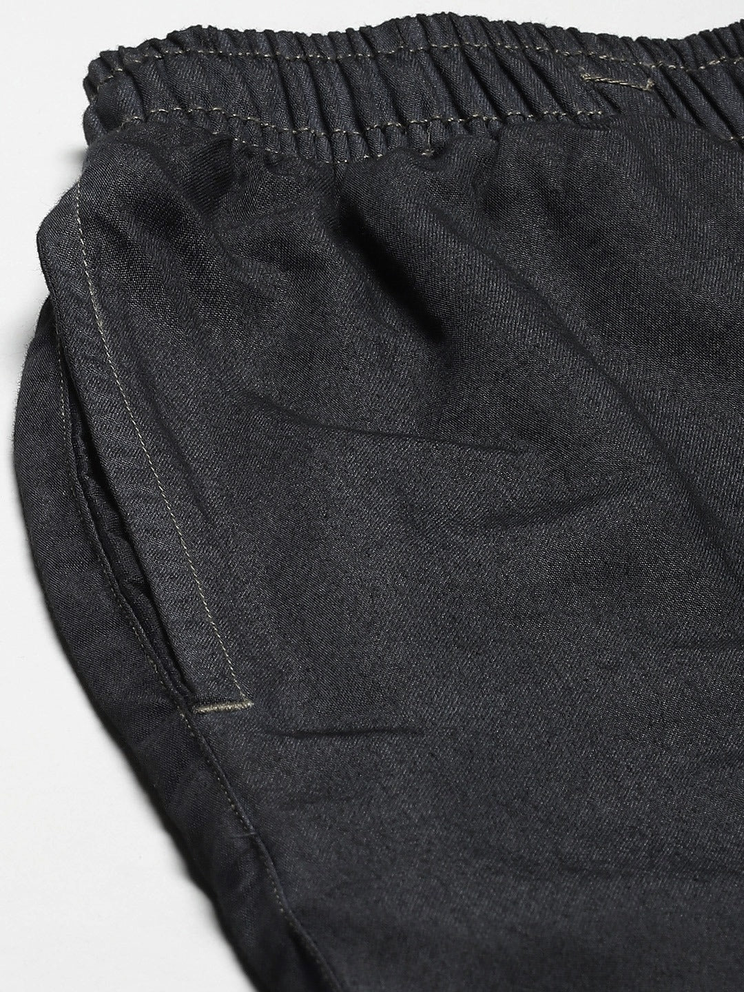 Men New Dark Blue Solid Denim Cotton Relaxed Fit Casual Lounge Pant