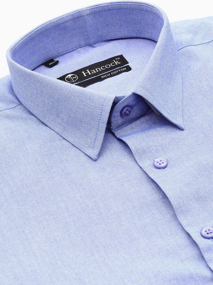 Men Sky Solids Cotton Rich Slim Fit Formal Shirt