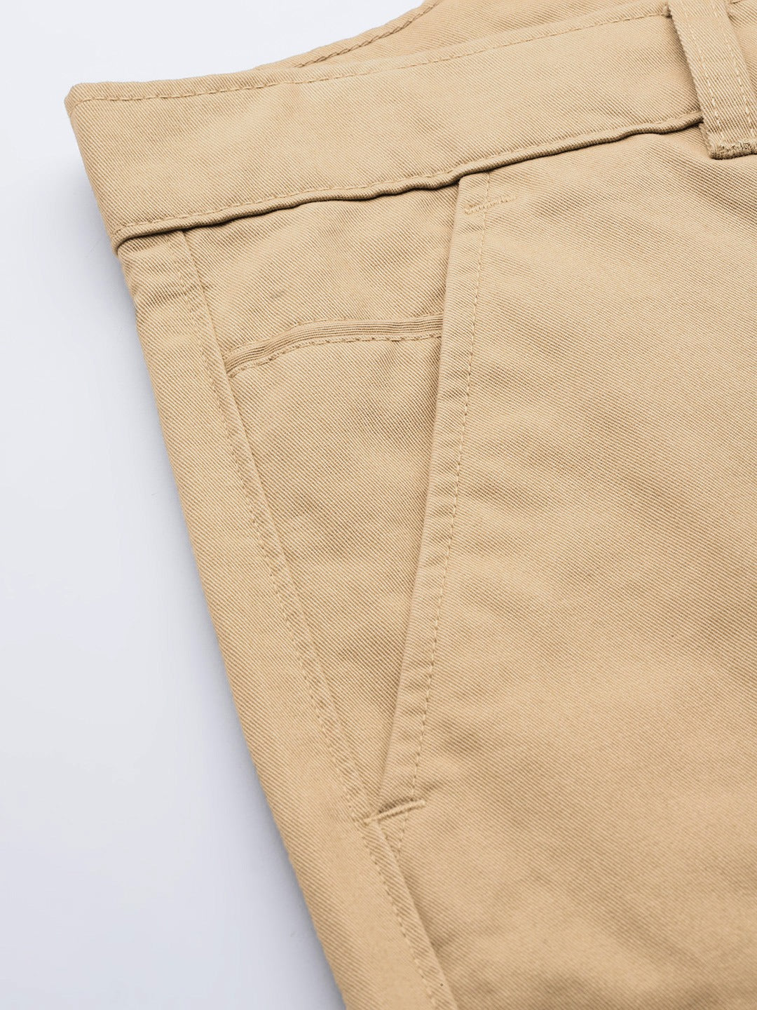 Men Beige Solids Pure Cotton Slim Fit Formal Trouser