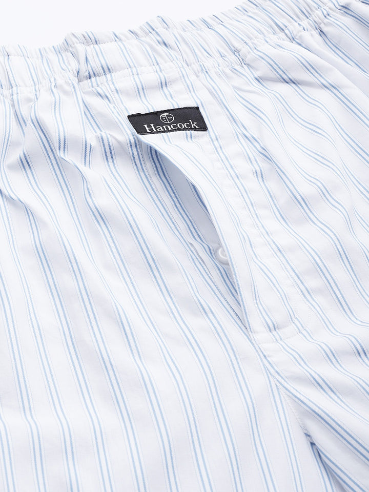 Men White Stripes Pure Cotton Regular Fit Night Wear Night Suit