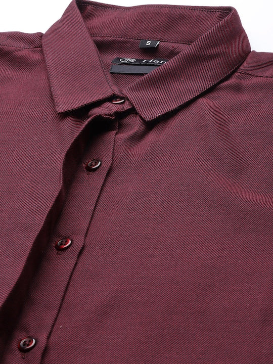 Women Maroon Solid Pure Cotton Slim Fit Formal Shirt