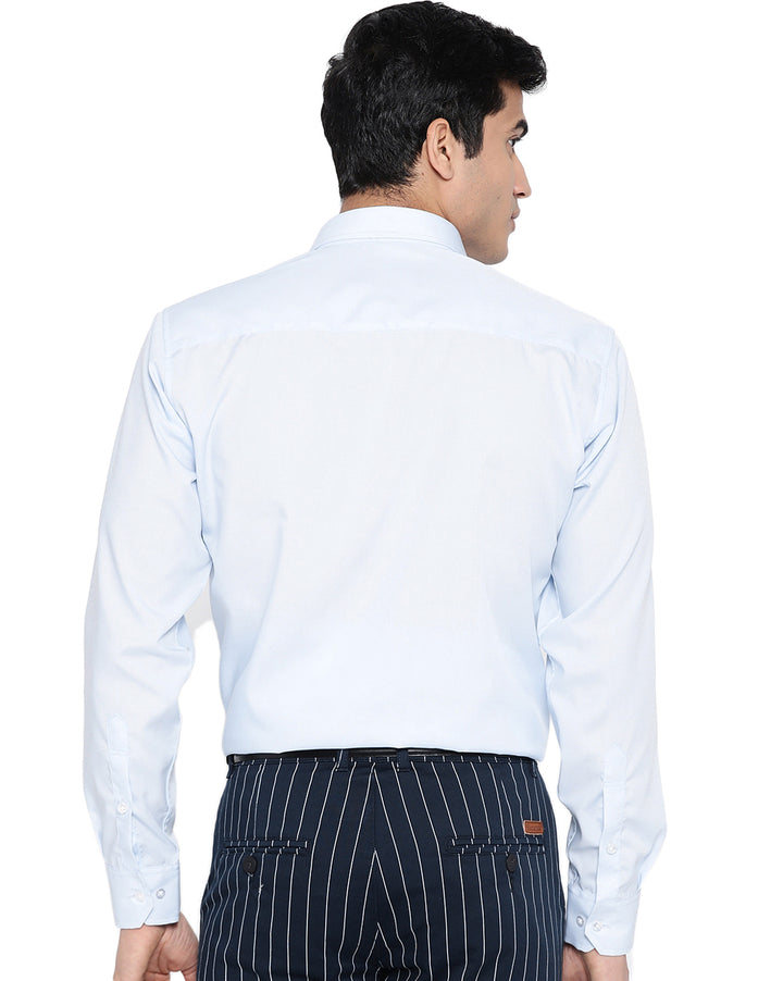 Men Sky Blue Cotton Solid Slim Fit Formal Shirt