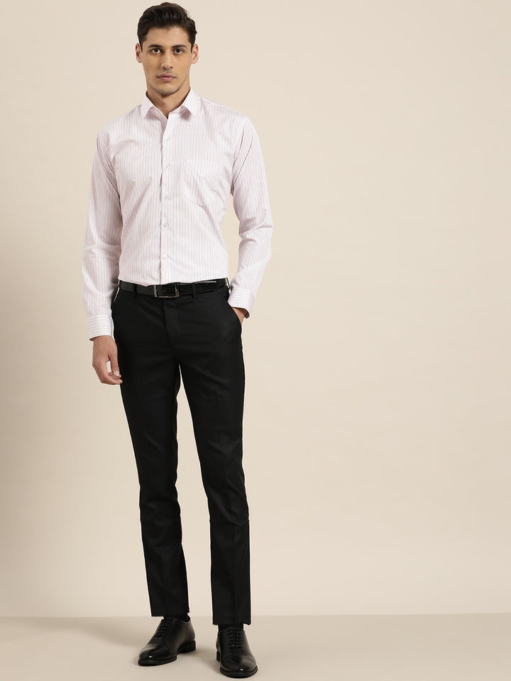 Men White Stripes Pure Cotton Slim Fit Formal Shirt